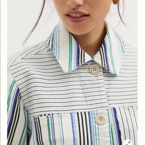 Maeve by Anthropologie Striped Shirt Jacket Womens Size Small - Picture 5 of 16
